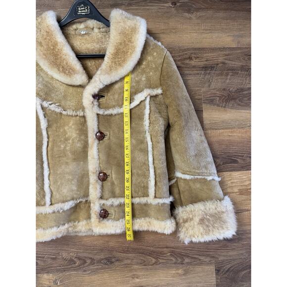 VTG The Sheepskin Traders Shearling Suede Coat Jacket Sz 38 Rancher Tan 80s,USA - Picture 5 of 10